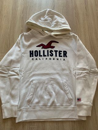 Sudadera Hollister capucha logo blanca (T. S)