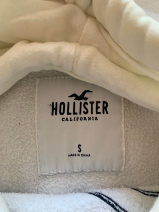 Sudadera Hollister capucha logo blanca (T. S)