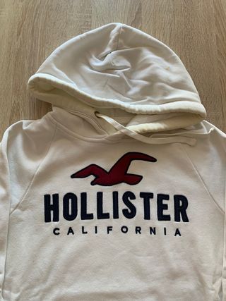Sudadera Hollister capucha logo blanca (T. S)