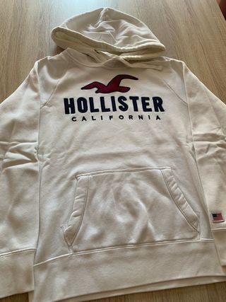 Sudadera Hollister capucha logo blanca (T. S)