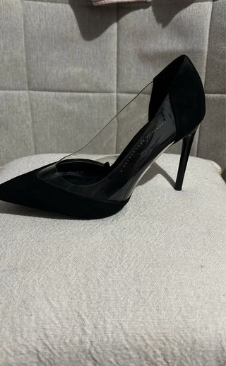 Zapato tacón Zara transparente negro