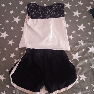 Conjunto Fila Top y Short Negro