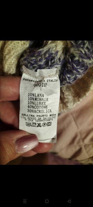 Maglione a righe beige e viola taglia unica