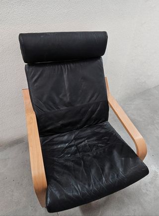 Silla Poäng Ikea cojín Negro de cuero