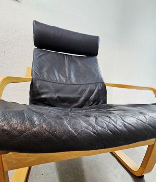 Silla Poäng Ikea cojín Negro de cuero