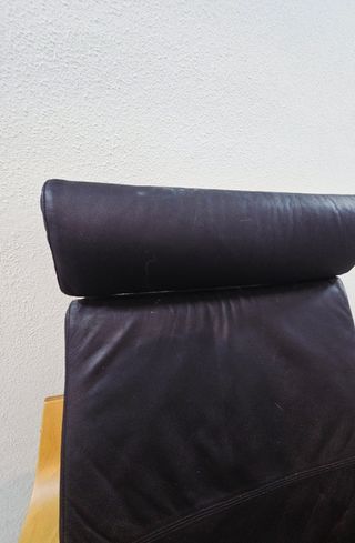 Silla Poäng Ikea cojín Negro de cuero