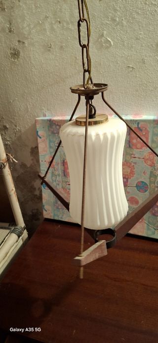 Lampadario vintage vetro e metallo