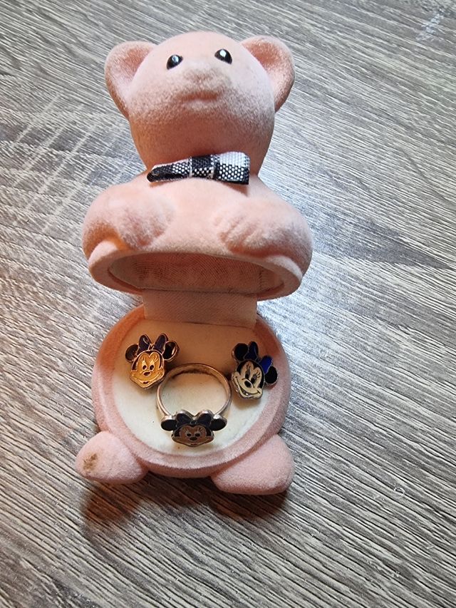 Anillo y pendientes Minnie Mouse plata niña