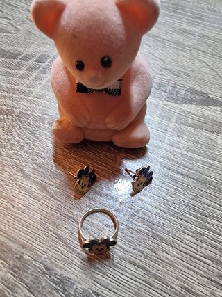 Anillo y pendientes Minnie Mouse plata niña