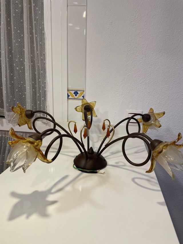 Lámpara de techo vintage metal y cristal