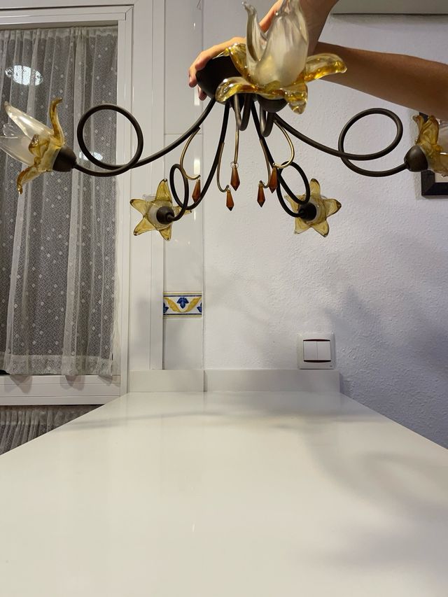 Lámpara de techo vintage metal y cristal