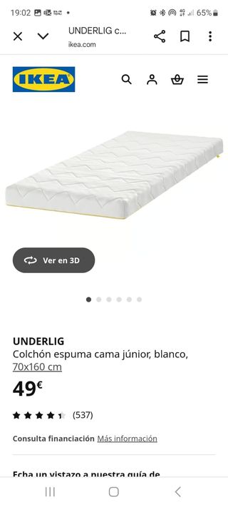 Cama infantil IKEA KRITTER blanca
160×70cm