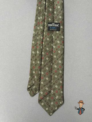 Corbata vintage Trevira Luxiq verde y roja