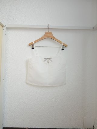 Top H&M tirante fino blanco