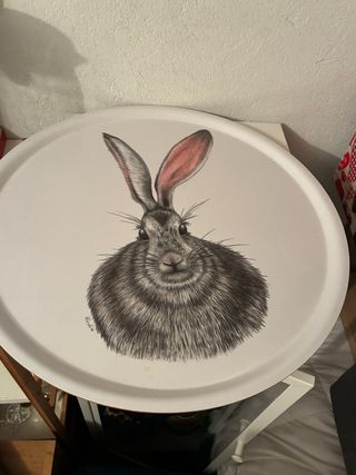 Bandeja decorativa con dibujo de conejo