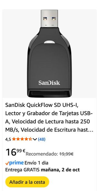 Lector Tarjetas SanDisk USB 3.0 QuickFlow