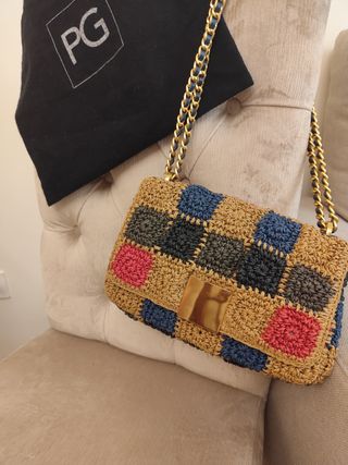 Bolso rafia Purificación García patchwork