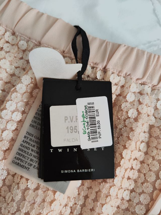 Falda Simona Barbieri lentejuelas rosa/dorado