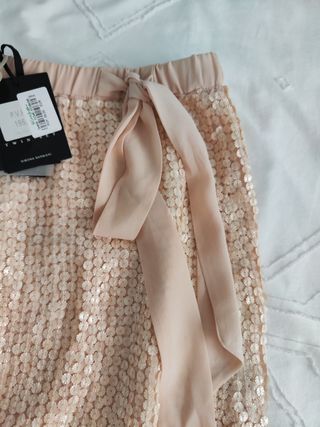 Falda Simona Barbieri lentejuelas rosa/dorado