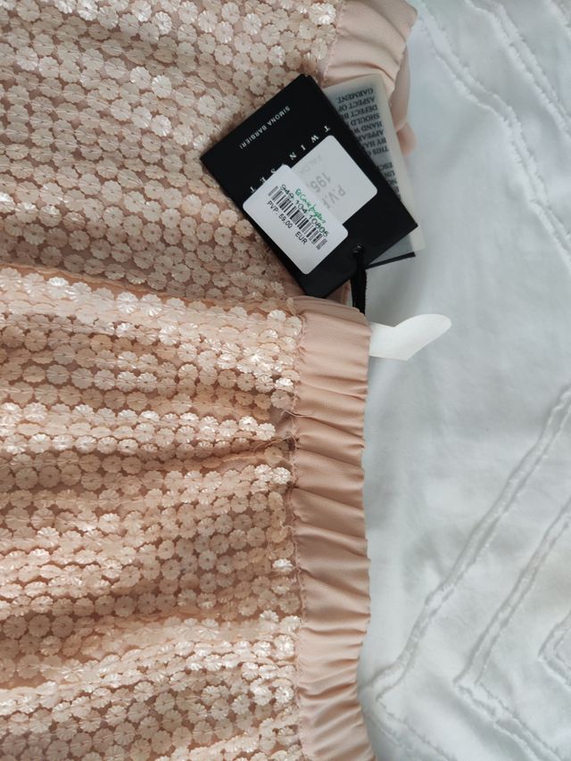 Falda Simona Barbieri lentejuelas rosa/dorado