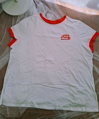 Camiseta Très Frenchy Ringer Blanca. NUEVA.