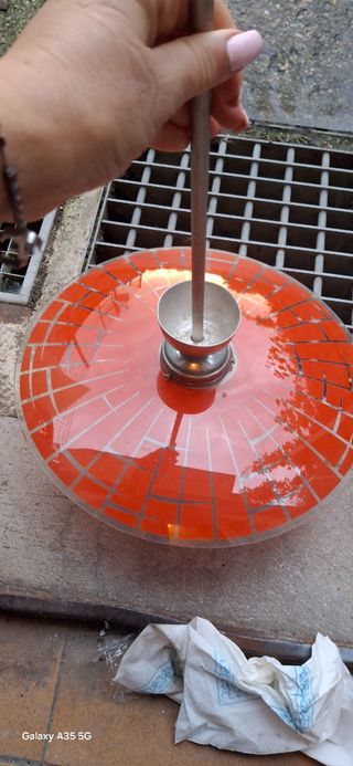 Lampadario vintage vetro rosso