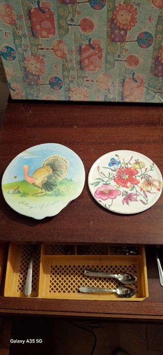 2 Coperchi Decorativi in Plastica Dipinti