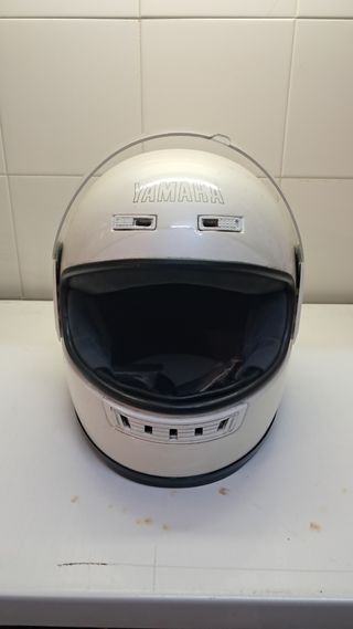 Casco Moto Yamaha Antiguo Blanco