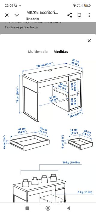 Escritorio Blanco Micke Ikea