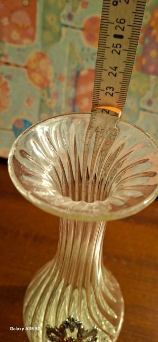 Vasetto in vetro soffiato con lamina in argento