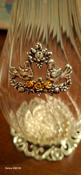 Vasetto in vetro soffiato con lamina in argento