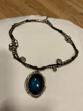 Collar Uno de 50 Plata Piedra Azul