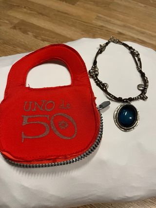 Collar Uno de 50 Plata Piedra Azul