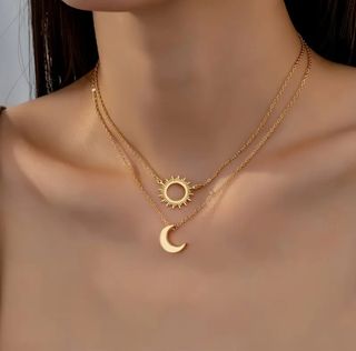 Collar 2 Piezas Sol y Luna Estilo Medio Oriente!!