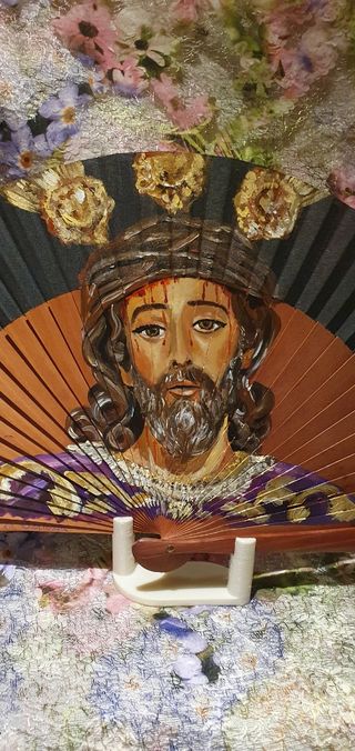 Abanico Jesús de la Sentencia pintado a mano