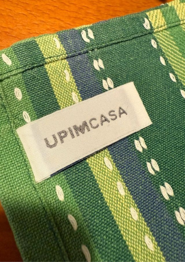 Set 5 Tovaglioli Tessuto Strisce Verdi e blu