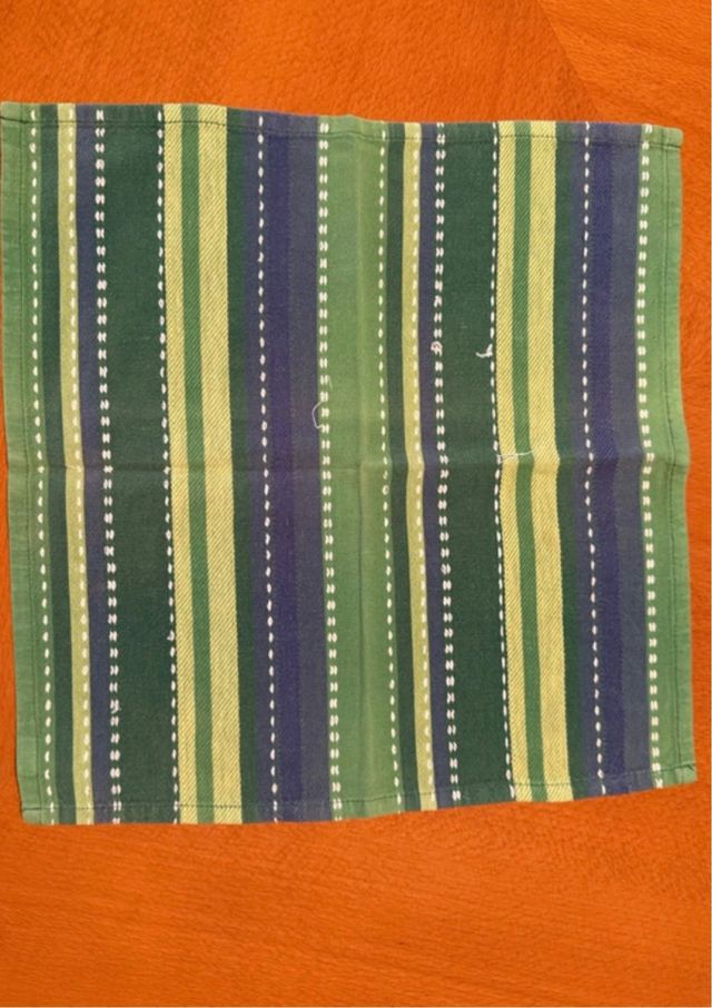 Set 5 Tovaglioli Tessuto Strisce Verdi e blu