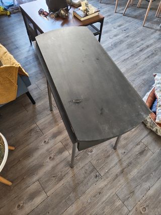 Mesa redonda plegable madera y metal