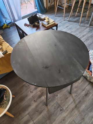 Mesa redonda plegable madera y metal