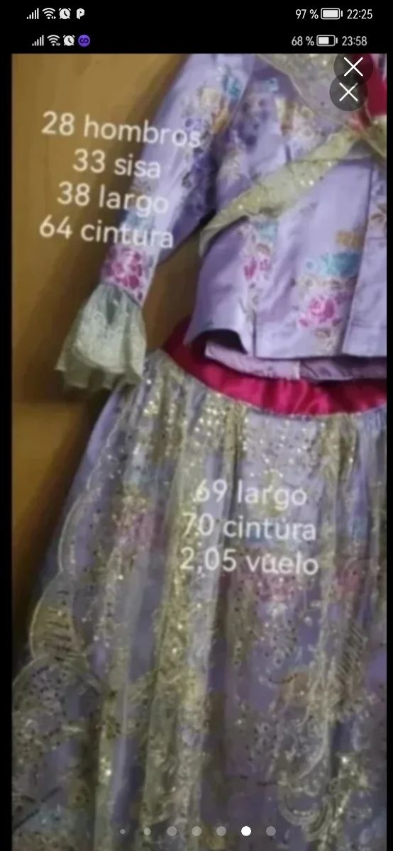 Traje de fallera niña morado