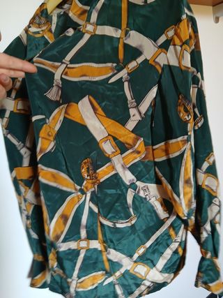 Camicia in seta con stampa cavaliere