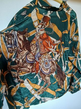 Camicia in seta con stampa cavaliere