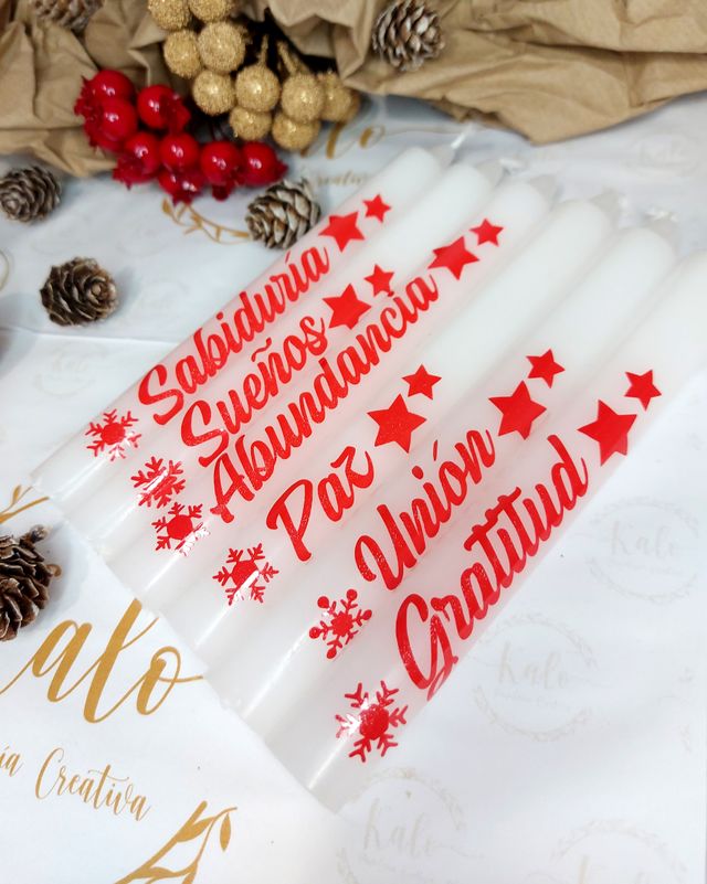 Velas Navideñas Personalizadas Prosperidad, Amor, 