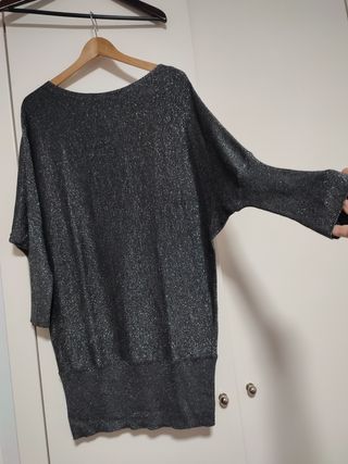 Vestido de punto plateado talla M