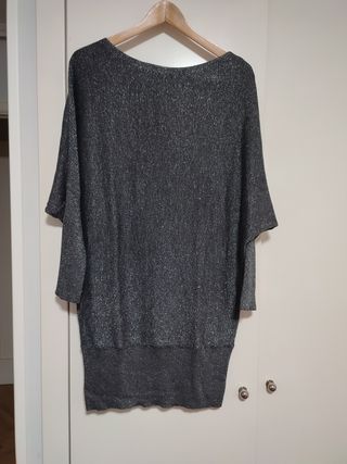 Vestido de punto plateado talla M