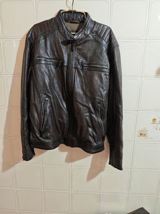 Bomber in vera pelle marrone