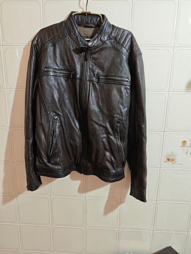 Bomber in vera pelle marrone