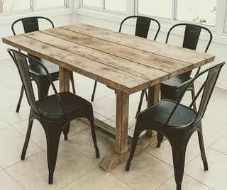 Mesa rústica vintage madera y metal