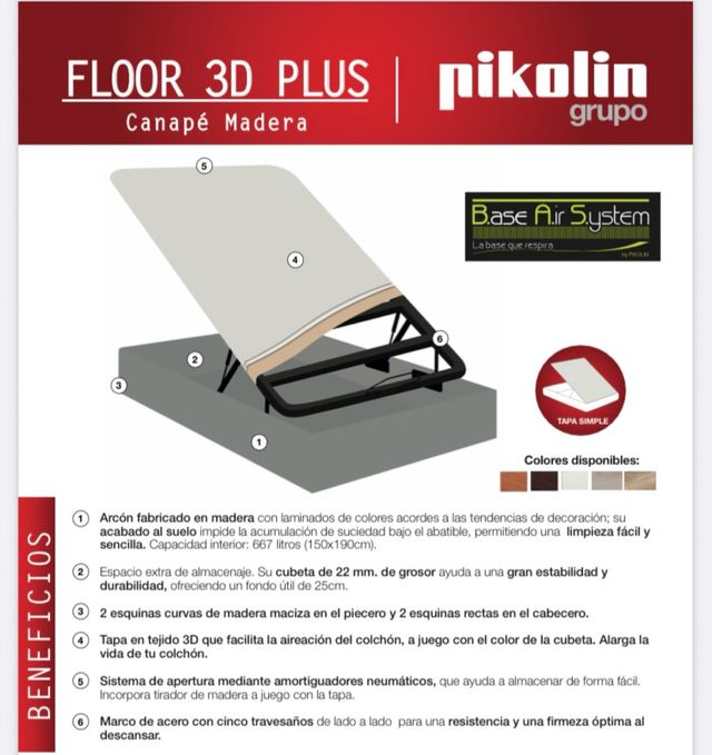 Base Cama Pikolin Canapé Madera Abatible