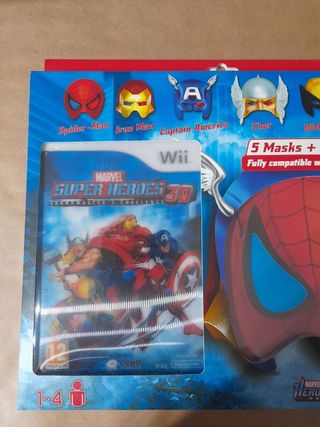 NUEVO.Juego Wii Marvel Super Heroes 3D+5 Máscaras 